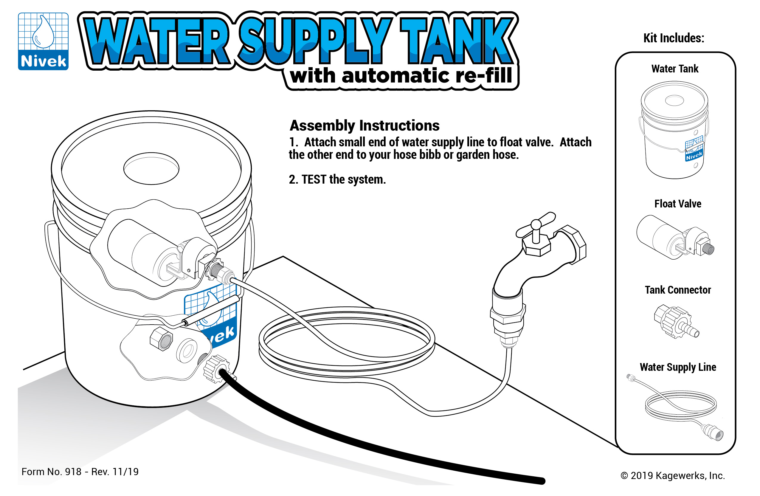 Nivek™ Water Supply Tank w/ Auto Refill